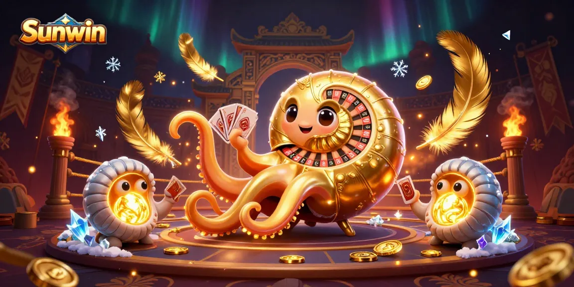 Experience thrilling gameplay at Sunwin with a giant nautilus dealer and glowing cards.