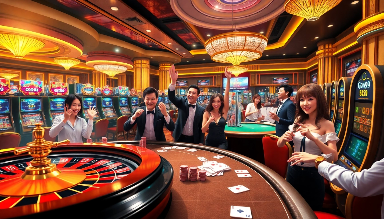 Players experiencing excitement and strategy at Go99 casino games with vibrant tables and colorful chips.