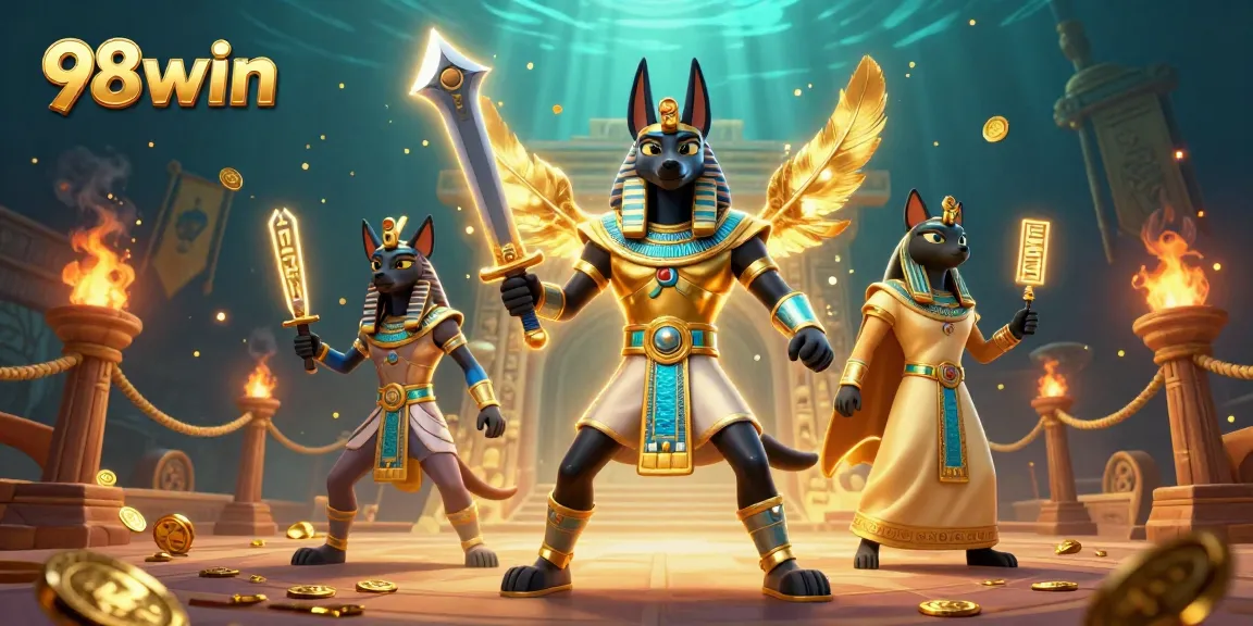 Experience thrilling gaming at 98win with vibrant casino elements and dynamic characters.