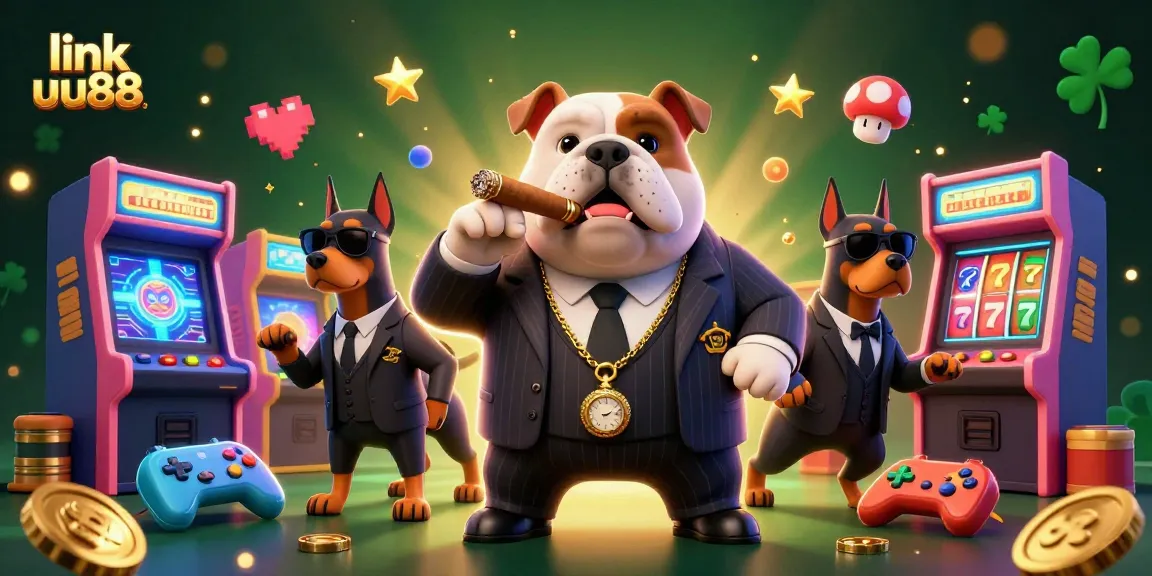 Experience endless fun at link uu88 with a vibrant 3D casino scene featuring a bulldog boss and thrilling game elements.