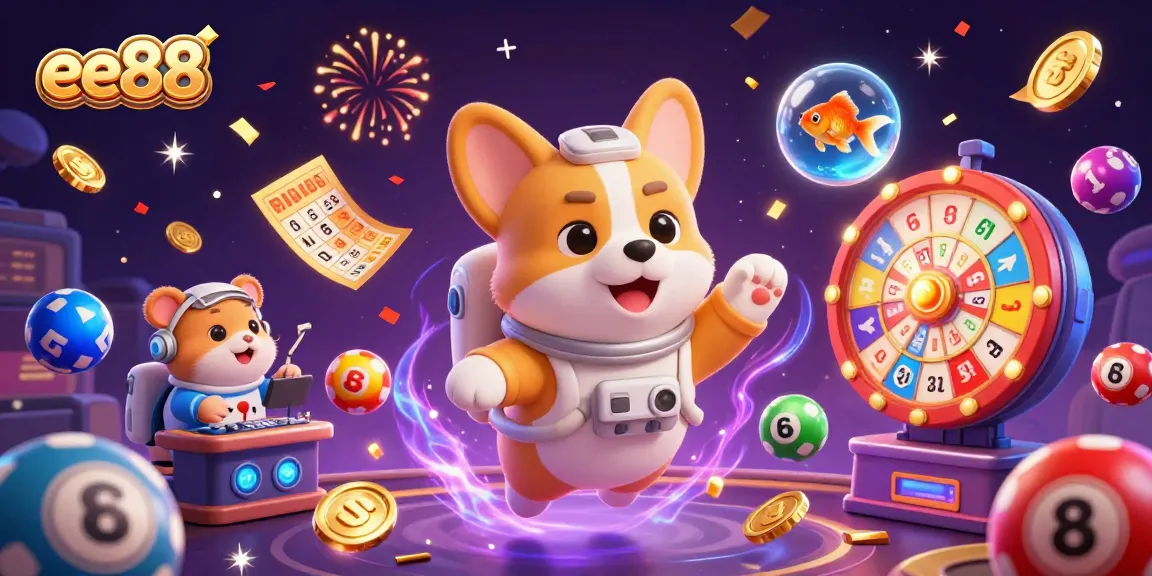 Witness the excitement of ee88 with vibrant elements and characters in a dynamic casino scene.