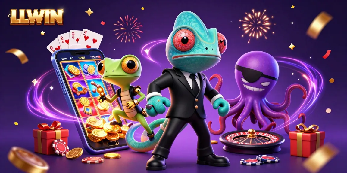 Experience thrilling gameplay with LLWIN’s vibrant casino scene featuring animated characters and dazzling game elements.