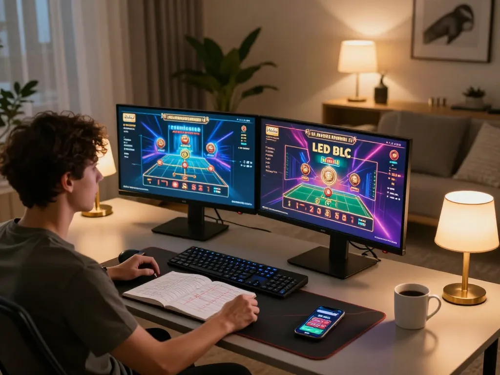 Person strategizing online gambling with noted tips, engaged in gmnc activities.
