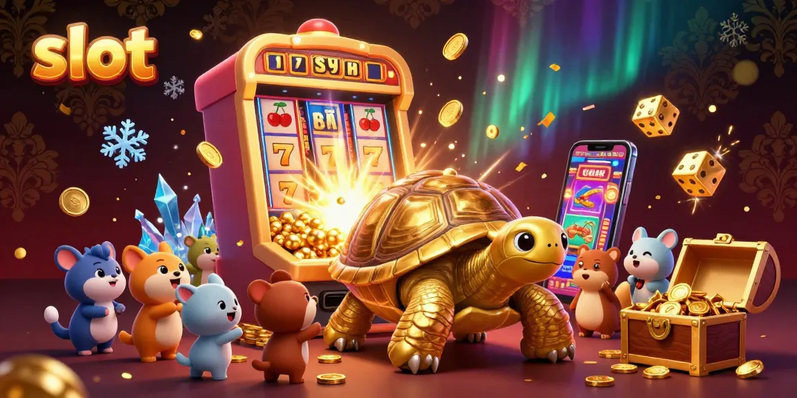 Experience slot excitement with a golden tortoise pinball, bursting slot machine, and dynamic gameplay.