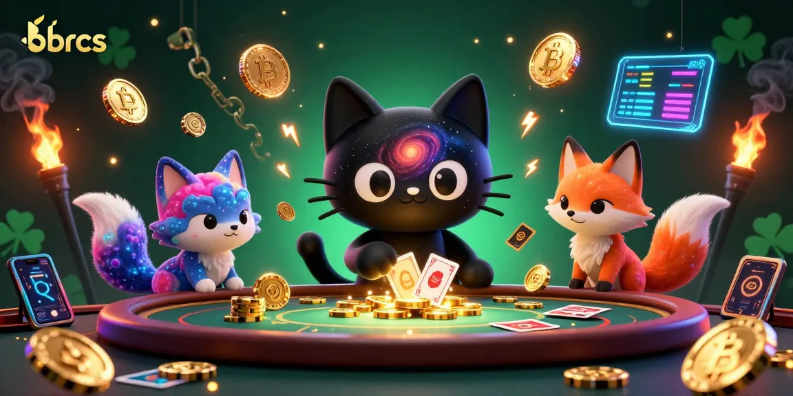 Experience brcs with a cosmic casino showdown featuring a black hole cat and colorful nebula fox.