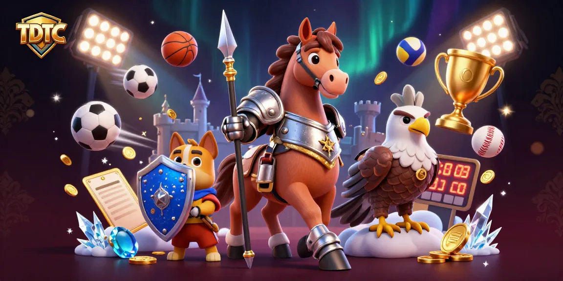 Elevate your game with TDTC sports-themed gambling illustration featuring knight and puppy.