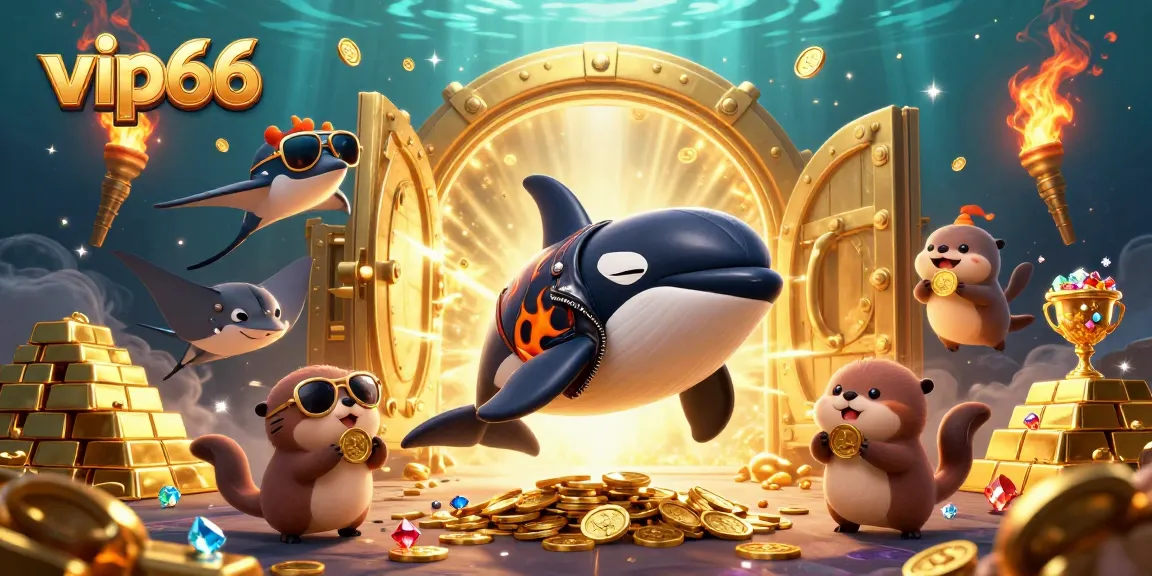 Engage with vip66 as an orca jumps with coins while exploring a treasure-filled adventure.