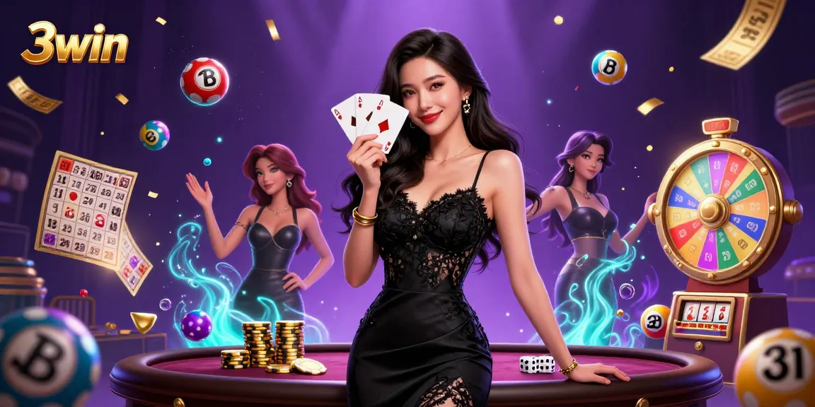 Experience thrilling wins at 3win with a captivating casino illustration showcasing vibrant gameplay elements.