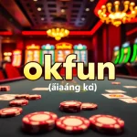 Engaging casino scene showcasing players at a table with cards, emphasizing okfun đăng ký for online gambling.