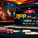 Experience thrilling action with 789P at a vibrant online casino table featuring cards and chips.