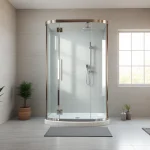 Ein modernes duschkabine 100x100 pendeltür im eleganten Badezimmer, das Entspannung und Stil verkörpert.