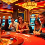Players enjoying a thrilling blackjack game at a NOHU90 branded casino table.