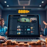 Engaging online gambling scene with 888b.bet interface showcasing sports betting and casino excitement.