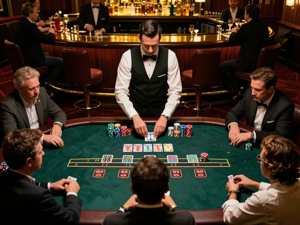 Engaged players strategizing at a high-stakes blackjack table, showcasing the sun win experience.