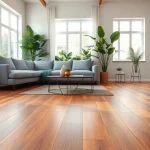 Transform your space with stunning luxury vinyl flooring near me, showcased in a modern living room setting.
