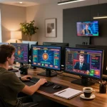 Engaging with max88 online casino games on multiple screens in a modern home setup.