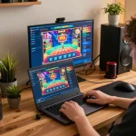 Engaging gameplay on win68, showcasing a player immersed in an online casino experience with vibrant game interfaces.