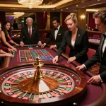 five88 players placing bets at a roulette table in an upscale casino environment