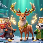 Engage in thrilling slot gameplay with F 168's mystical scene of winning reels and sparkling treasures.