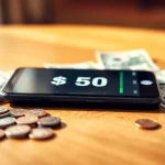 Quickly receive Instant Phone Cash with a sleek smartphone and cash on display.