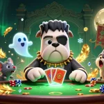 LUCK8 showcases a thrilling casino scene with lively characters playing cards and interacting in an exciting gaming environment.