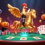 Experience the thrill of tr88 casino with winning poker chips and unique characters lighting the night.