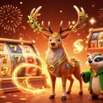 Experience thrilling moments at 789f with vibrant slot games and festive celebrations in this 3D illustration.