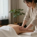 Professional therapist delivering 동탄출장마사지 in tranquil home setting, creating a relaxing atmosphere for clients.