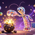 Engage with the vibrant excitement of lc88, where a galactic samurai and starfish navigate a jackpot of gems and coins.